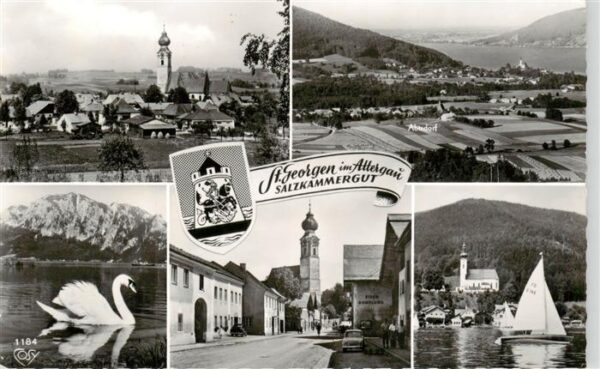 St Georgen Attergau Panorama Schwan Strassenpartie Kirche Abtsdorf