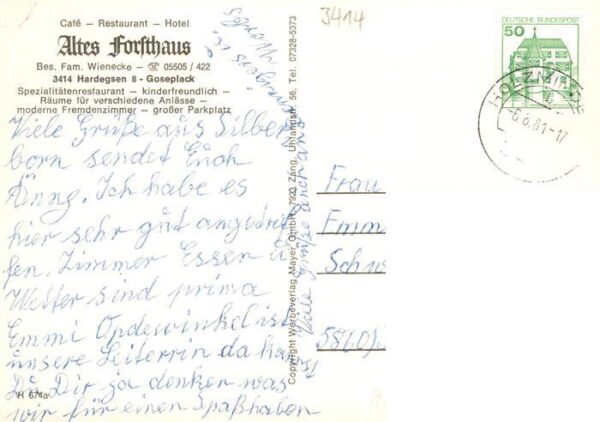 Goseplack Hardegsen Cafe Restaurant Hotel Altes Forsthaus Gastraum – Bild 2