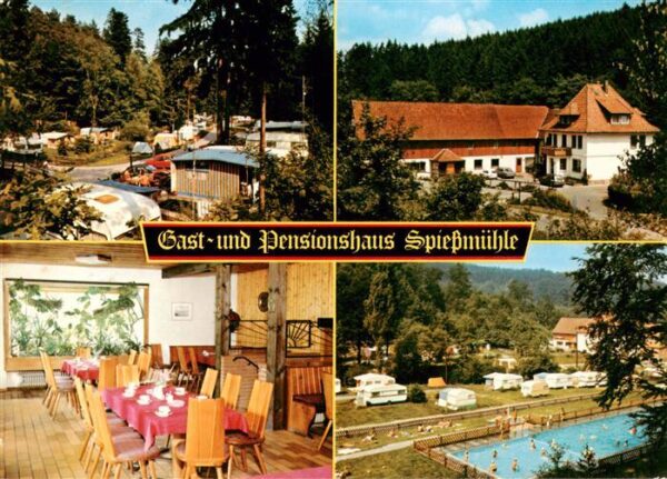 Loewenhagen Gast und Pensionshaus Spiessmuehle Gastraum Freibad Camping