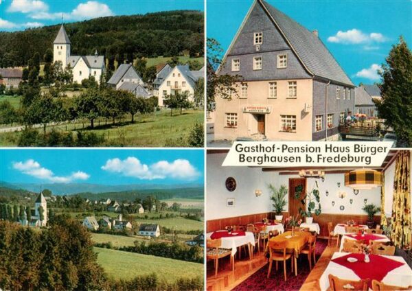 Berghausen Schmallenberg Gasthof Pensio Haus Buerger Gaststube Kirche Panorama