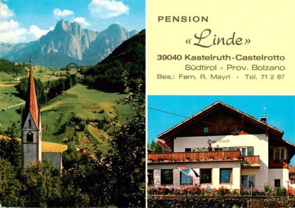 Kastelruth Suedtirol Panorama Kirche Pension Linde