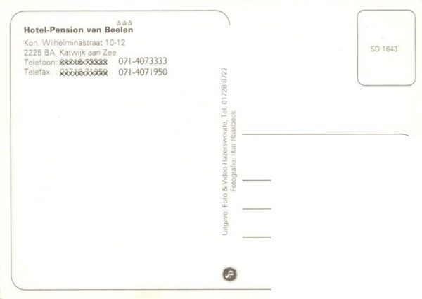 Katwijk aan Zee NL Hotel Pension van Beelen Fremdenzimmer – Bild 2