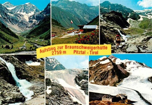 Pitztal Pitzthal Tirol AT Aufstieg zur Braunschweigerhuette Mittelberg mit Talsc