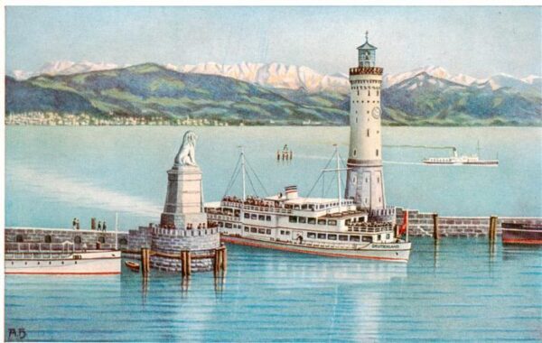 Dampfer Binnenschifffahrt Lindau Bodensee Hafeneinfahrt
