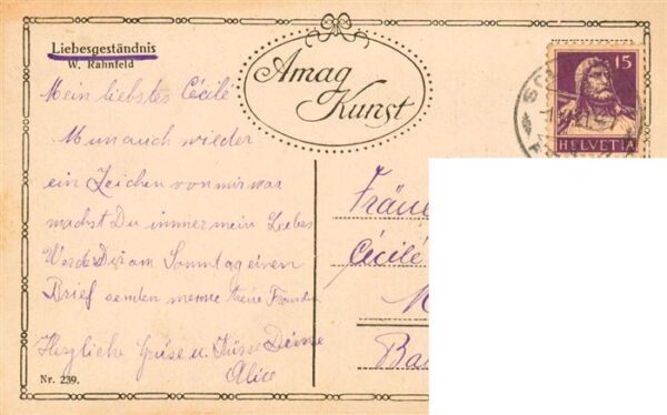 Verlag Amag Nr. Nr. 239 Liebesgestaendnis W.Rahnfeld – Bild 2