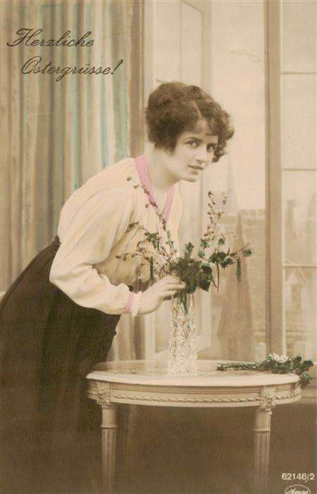 Foto Amag Nr. Nr. 62146/2 Herzlichen Glueckwunsch Frau Vase Blume