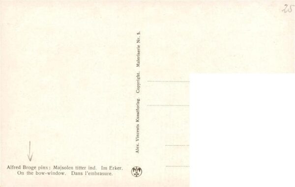 Broge Alfred Kuenstlerkarte Majsolen titter ind. Im Erker – Bild 2