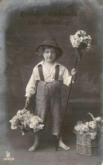 Foto RPH Nr. Nr. 3047/6 Glueckwunsch zum Geburtstag Kinf Blumenkorb