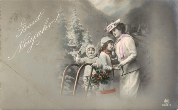 Foto RPH Nr. Nr. 3036/6 Neujahr Frau Kinder