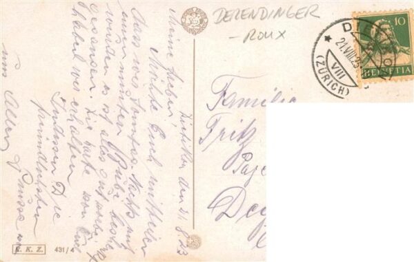 Derendinger-Roux D Lithokarte Nr. 431/4 Korb Bluemen – Bild 2