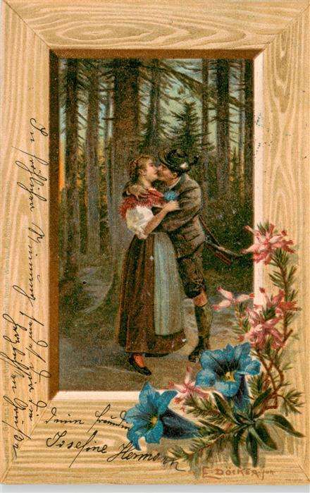 Doecker E Kuenstlerlitho Jaeger Frau Liebespaar