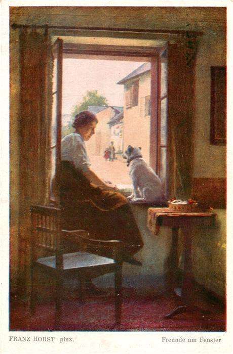 Franz Horst Kuenstlerkarte Freunde am Fenster