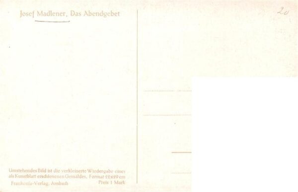 Madlener Josef Kuenstlerkarte Das Abendgebet – Bild 2