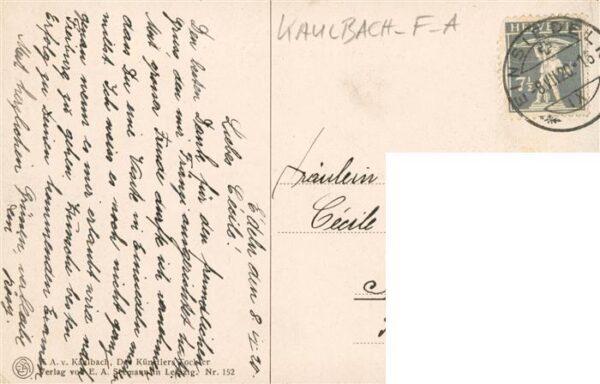 Kaulbach F A Kuenstlerkarte Die Kuenstlers Tochter – Bild 2
