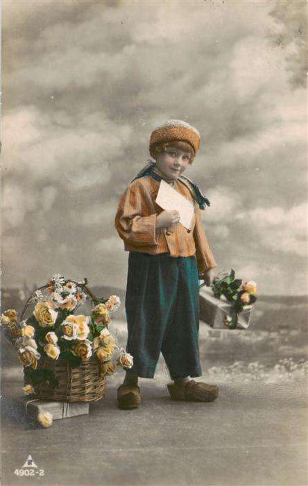 Foto PH Nr. Nr. 4902-2 Kind Blumenkorb Brief