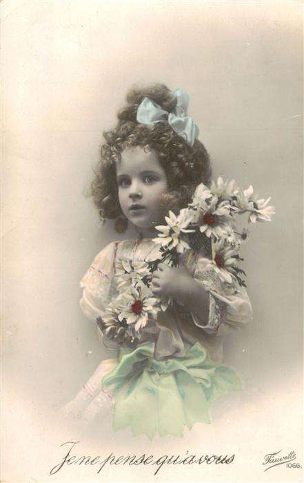 Foto Fauvette Nr. Nr. 1066 Jene pense quavous Kind Blumen