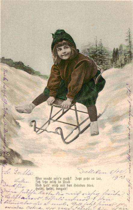 Kinder Child Enfants Winter Schlitenfahren