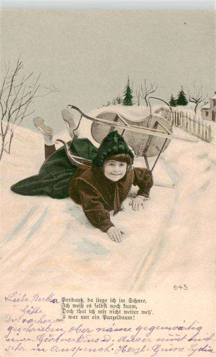 Kinder Child Enfants Schliten Schnee