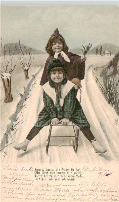 Kinder Child Enfants Schlitenfahren