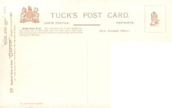Verlag Tucks Oilette Serie Nr. Nr. 7237 Delhi Gate Furt Agra – Bild 2