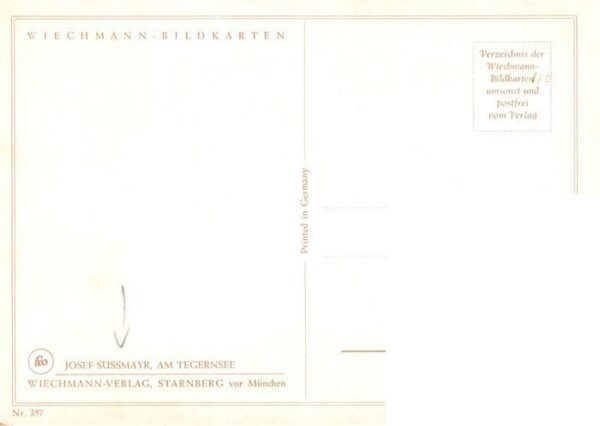 Suessmayr Josef Kuenstlerkarte Nr. 357 Am Tegernsee Wiechmann – Bild 2