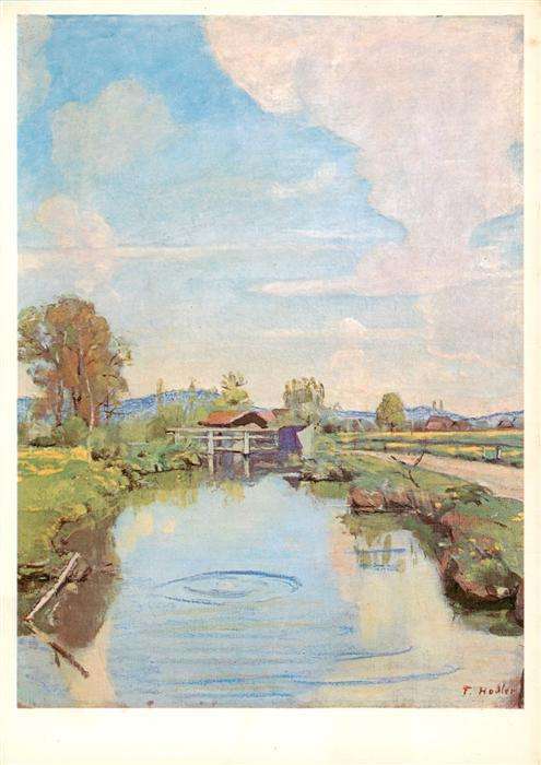 Hodler Ferdinand Kuenstlerkarte Aarekanal bei Langenthal