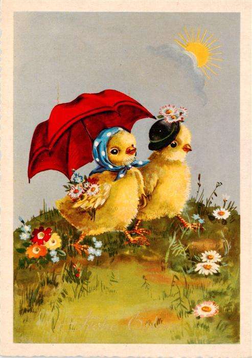 Ostern Easter Paques Pasqua Kuecken Regenschirm