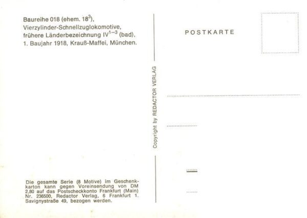 Lokomotive Eisenbahn Railway Vierzylinder Schnellzuglokomotieve Baureihe 018 – Bild 2