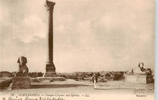 Alexandria  Alexandrie Aegypten Pomper Column and Sphinx