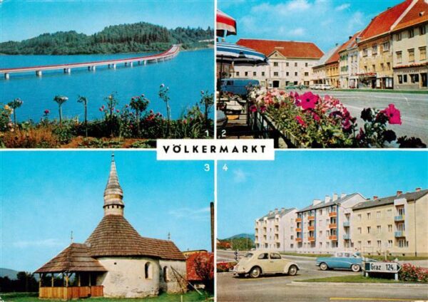 Voelkermarkt Edling Stausee mit Bruecke Hauptplatz Karner Neuer Stadtteil