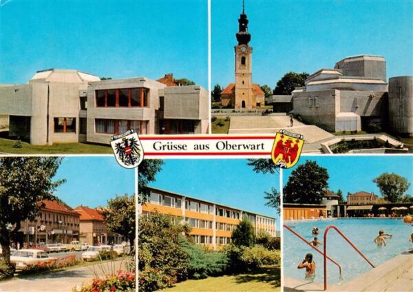 Oberwart Burgenland AT Teilansichten Kirche Ortspartie Schwimmbad