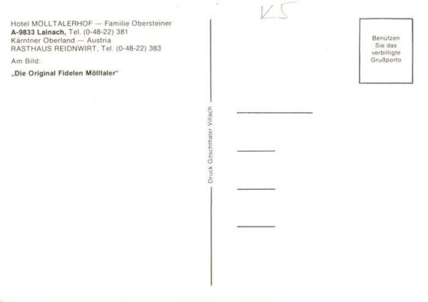 Lainach Bad  Winklern Kaernten AT Hotel Moelltalerhof Trachtengruppe – Bild 2
