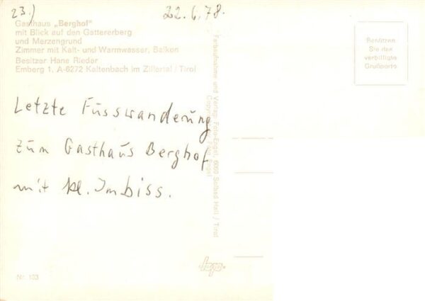 Kaltenbach  Zillertal Tirol AT Gasthaus Berghof mit Gattererberg und Merzengrund – Bild 2