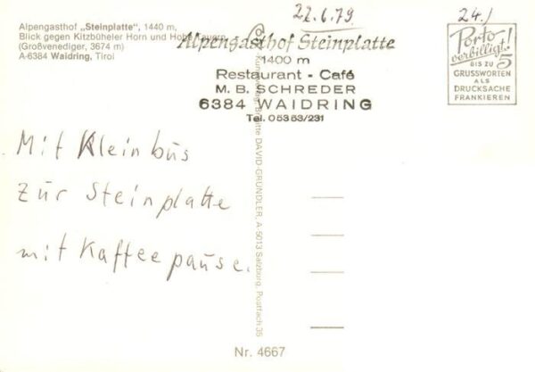 Waidring Tirol AT Alpengasthof Steinplatte mit Kitzbueheler Horn und Hohe Tauern – Bild 2