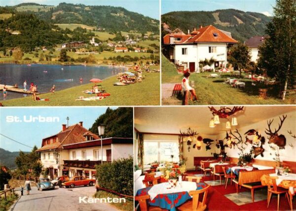 St Urban Kaernten AT Gasthof Pension Bruno Perkonig Urbansee Gastraum Liegewiese