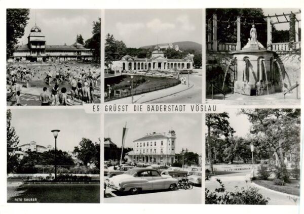 Voeslau Bad AT Teilansichten Freibad Brunnen Parkanlagen