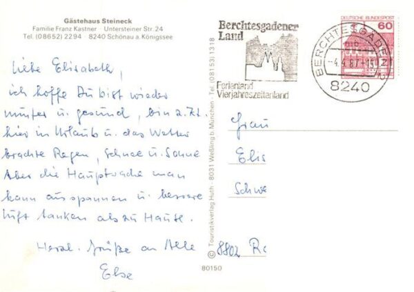 Schoenau Koenigssee Gaestehaus Steineck Gastraum Fremdenzimmer – Bild 2