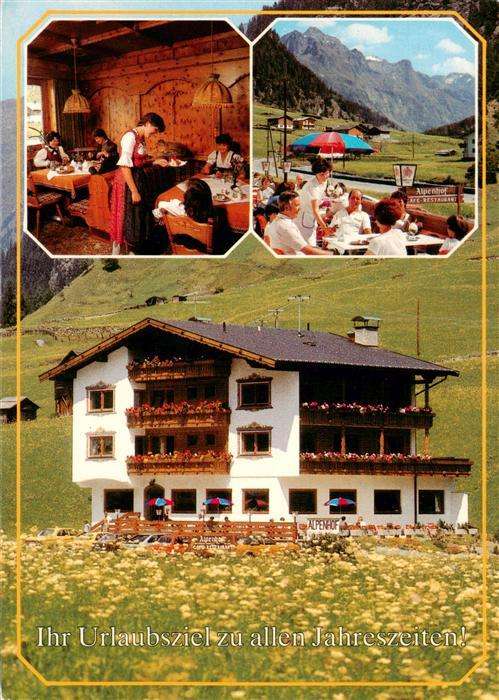 St Leonhard Pitztal Tirol AT Gasthof Alpenhof Gaststube Terrasse