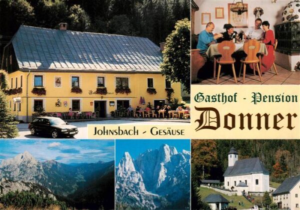 Johnsbach Steiermark AT Gasthof Pension Donner Gaststube Kirche Panorama