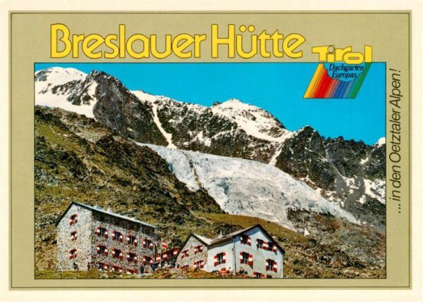 Breslauerhuette 2840m Tirol AT Panorama mit Rofenkarferner