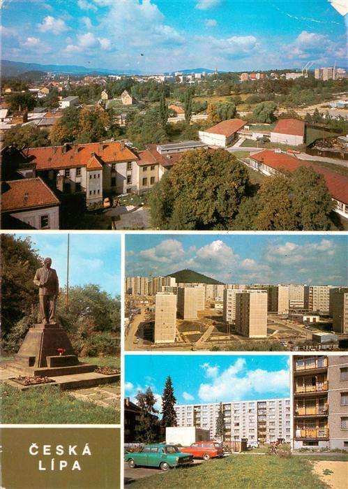 Ceska Lipa Boehmisch Leipa CZ Celkovy pohled Pomnik K Gottwalda Sidliste Spicak