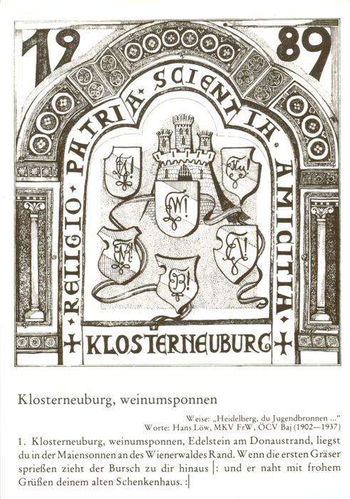 Klosterneuburg 70 Jahre KoeMV im MKV Arminia 100 Jahre Farbstudenten