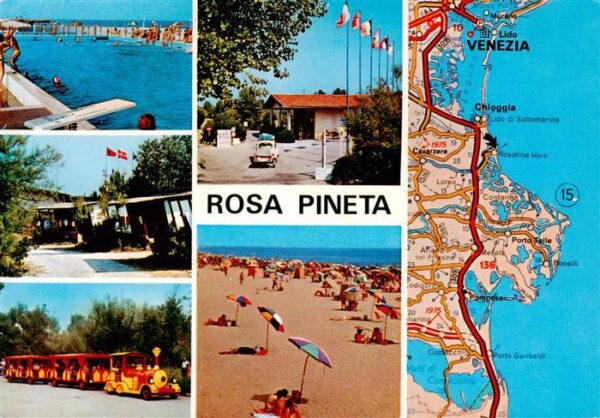 Rosolina Mare Rovigo IT Rosa Pineta Strandpartien Inselbahn Gebietskarte