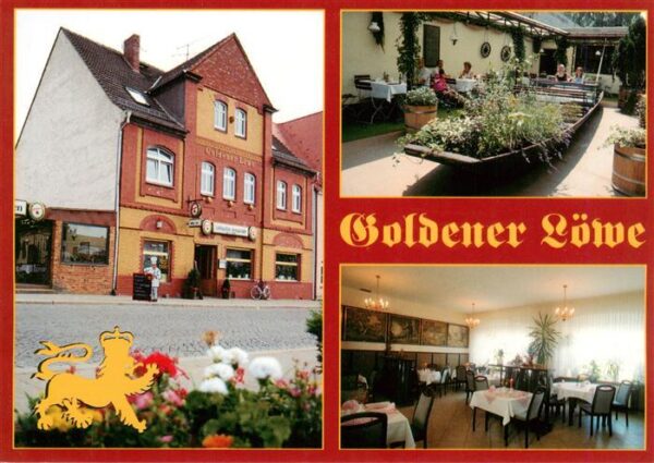 Luebben Spreewald Speiserestaurant Goldener Loewe Gastraum Terrasse