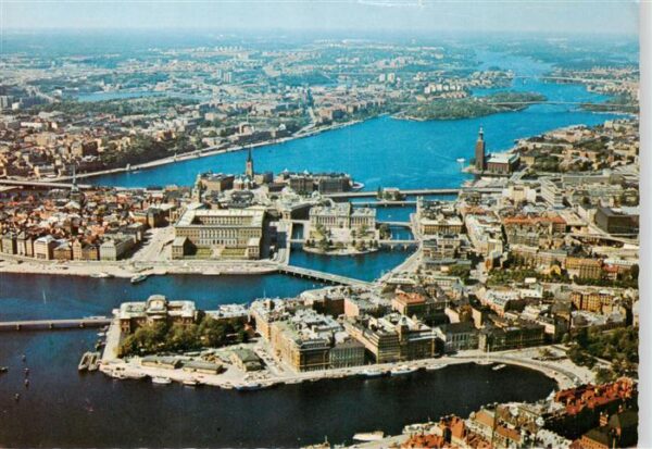 Stockholm Flygbild med Gamla Stan Slottet och Stadshuset