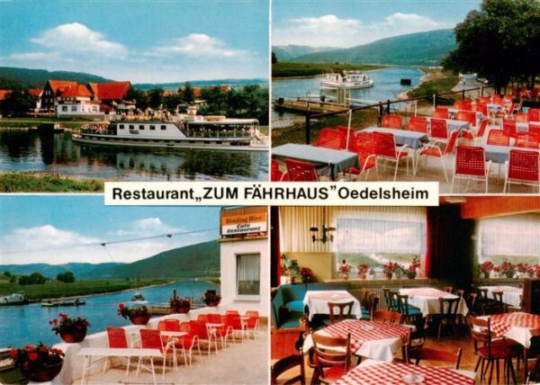 Oedelsheim Oberweser Restaurant Zum Faehrhaus Terrasse Gastraum Fahrgastschiff