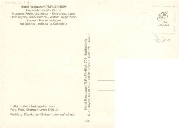 Bartholomae Hotel Restaurant Turnerheim Tennisplaetze Fliegeraufnahme – Bild 2