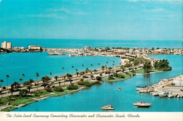 Largo Florida USA The Palm lined Causeway Connecting Clearwater and Clearwater B