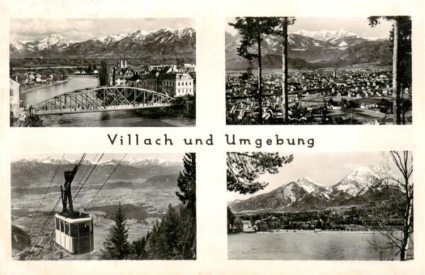 Villach Kaernten AT Draubruecke Panorama Seilbahn