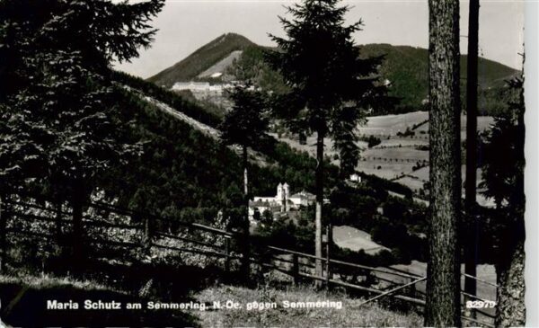 Maria Schutz Niederoesterreich AT Panorama mit Semmering und Wallfahrtskirche